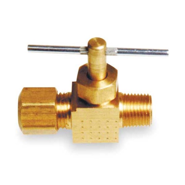 Needle Valve, Straight, Brass, 1/4 In.