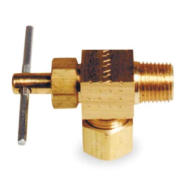 Needle Valve, Angled, Brass, 1/8 x 1/4 In.