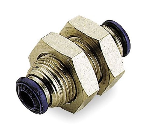Bulkhead Union, 1/4 In, NP Brass, PK10