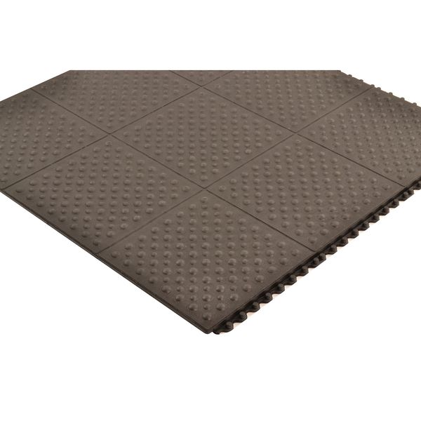 Antifatigue Mat, Black, 3 ft. L x 3 ft. W, Rubber, Bubble Surface Pattern, 3/4