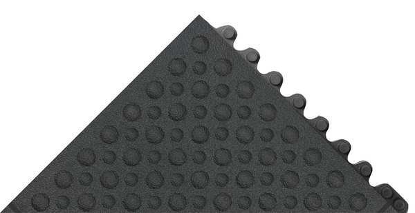 Antifatigue Mat, Black, 3 ft. L x 3 ft. W, Rubber, Bubble Surface Pattern, 3/4