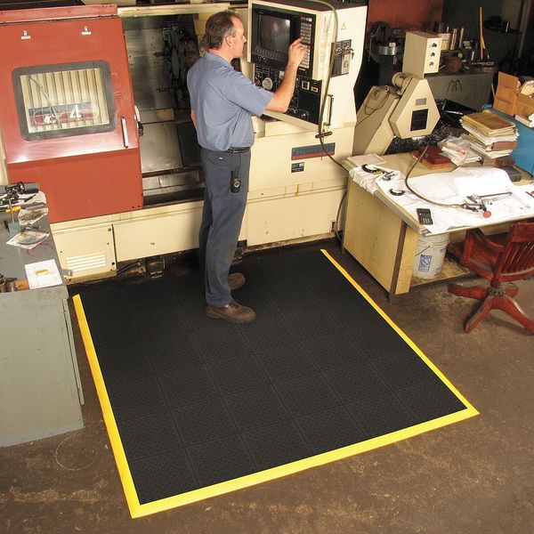 Antifatigue Mat, Black, 3 ft. L x 3 ft. W, Rubber, Bubble Surface Pattern, 3/4