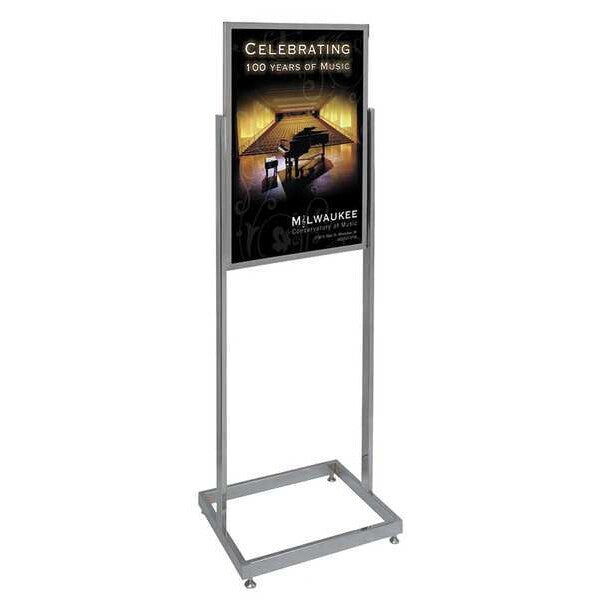 Sign Holder, Pedestal, 22x28, Alum, Chrome
