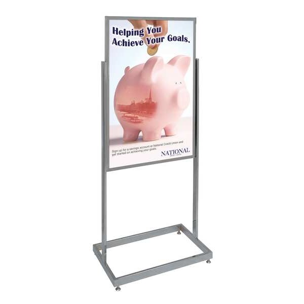 Sign Holder, Pedestal, 24x36, Alum, Chrome