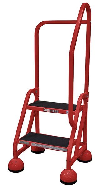 48 in H Steel Rolling Ladder, 2 Steps
