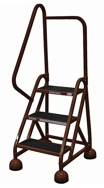 57 in H Steel Rolling Ladder, 3 Steps