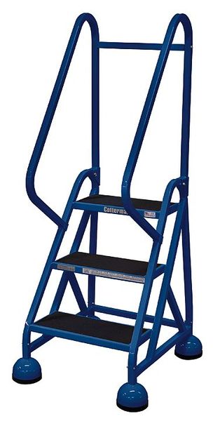 57 in H Steel Rolling Ladder, 3 Steps