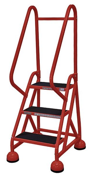 57 in H Steel Rolling Ladder, 3 Steps