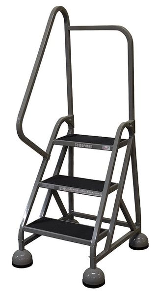 57 in H Steel Rolling Ladder, 3 Steps