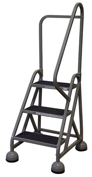 57 in H Steel Rolling Ladder, 3 Steps