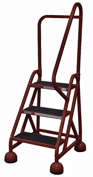 57 in H Steel Rolling Ladder, 3 Steps