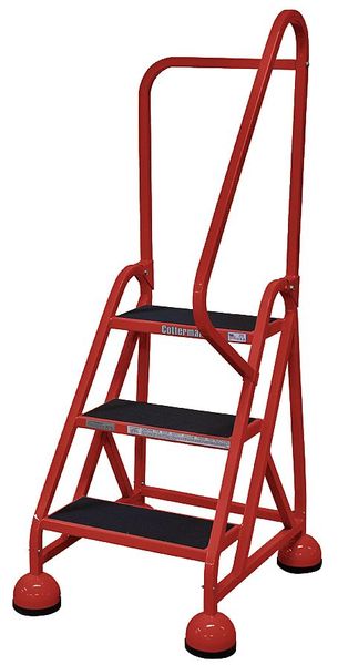 57 in H Steel Rolling Ladder, 3 Steps