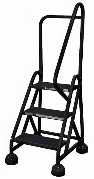 57 in H Steel Rolling Ladder, 3 Steps