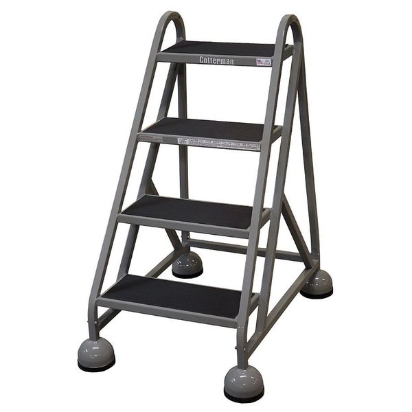 40 in H Steel Rolling Ladder, 4 Steps