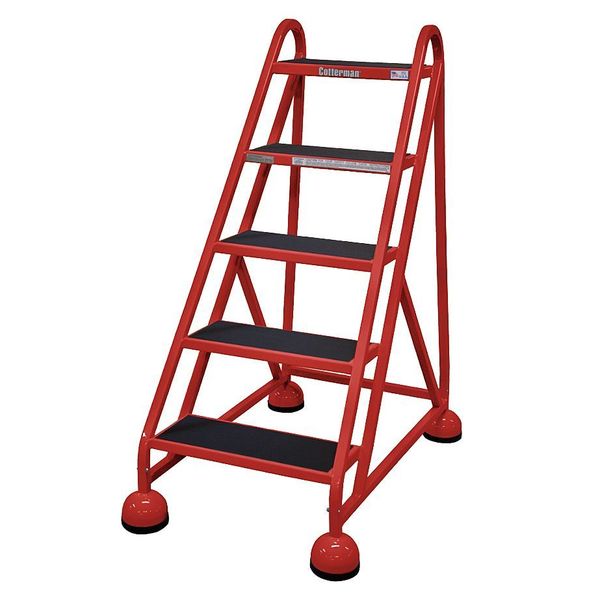 49 in H Steel Rolling Ladder, 5 Steps