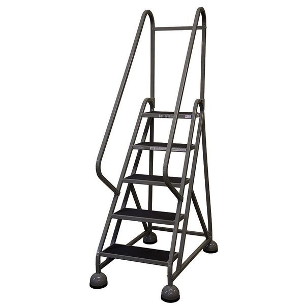 75 in H Steel Rolling Ladder, 5 Steps