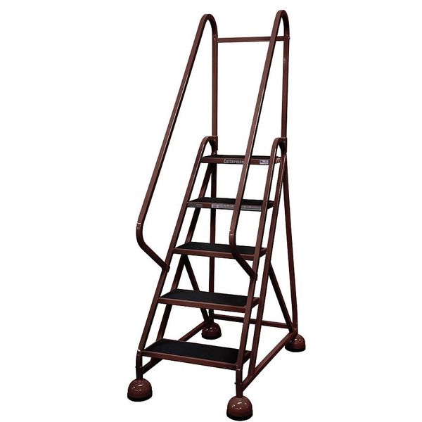 75 in H Steel Rolling Ladder, 5 Steps