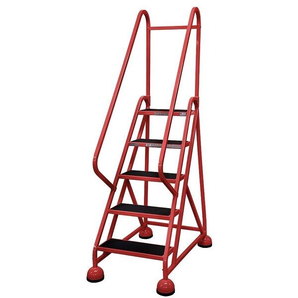 75 in H Steel Rolling Ladder, 5 Steps