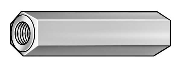 Hex Standoff, #2-56 Thrd Sz, 1/8 in L, 1/8 in Thrd L 18-8 Stainless Steel Plain, 3/16