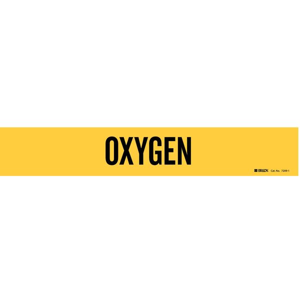 Pipe Marker, Oxygen, Yel, 2-1/2 to 7-7/8 In, 7209-1