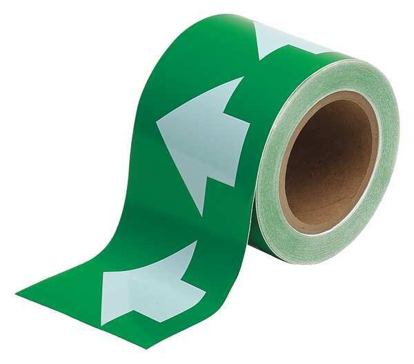 Arrow Tape, White/Green, 4 In. W