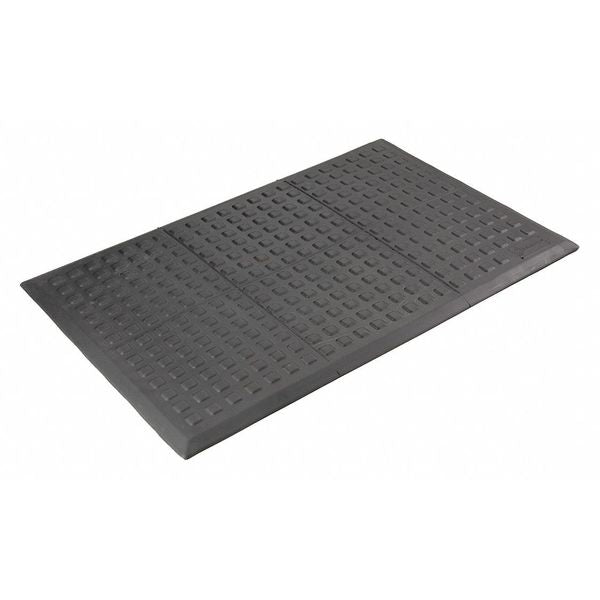Antifatigue Mat, Black, 5 ft. L x 3 ft. W, Urethane, Square Grid Surface Pattern, 5/8