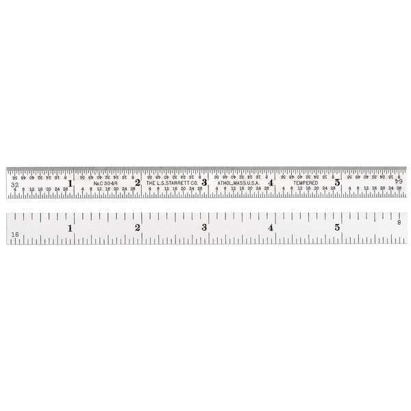 Flexible Steel Rule, 6 L x1/2 In W, Chrome
