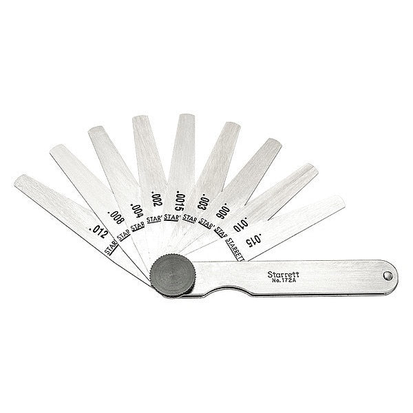 Thickness Gage, 0.0015- 0.015 In, 9 Leaves