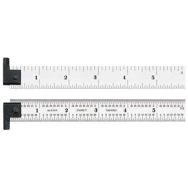 Steel Rule, 4R, 6 L x 3/4 In W, Chrome, Hook