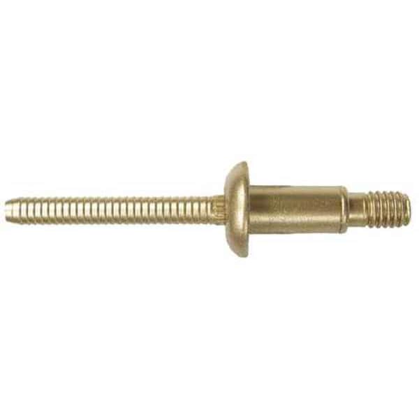 Blind Rivet, Dome Head, 1/4 in Dia., 9/16 in L, Steel Body, 25 PK