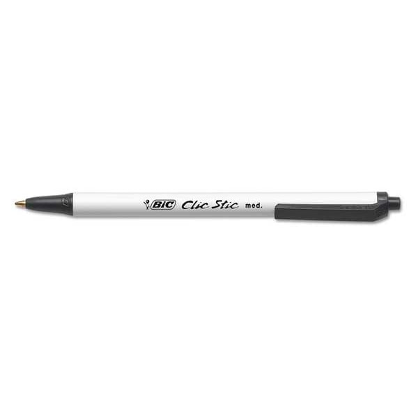 Retractable Ballpoint Pen, Medium 1.0 mm, Black PK12
