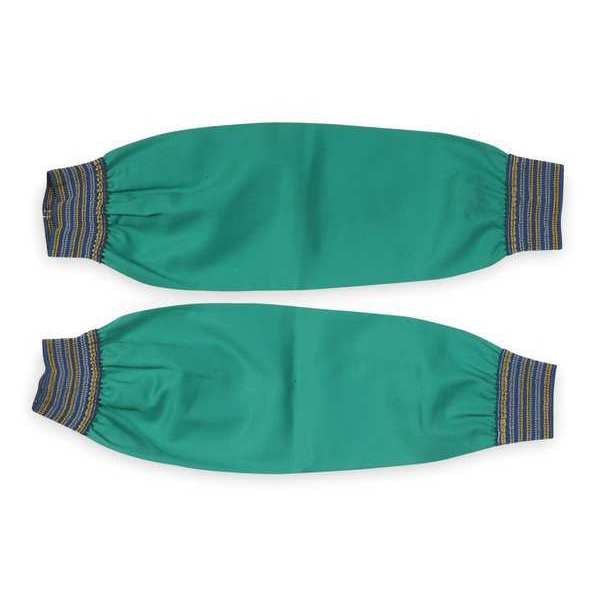 Flame-Retardant Treated Cotton Sleeves, 17 in Length, Welding Sleeve, Green, 1 Pair