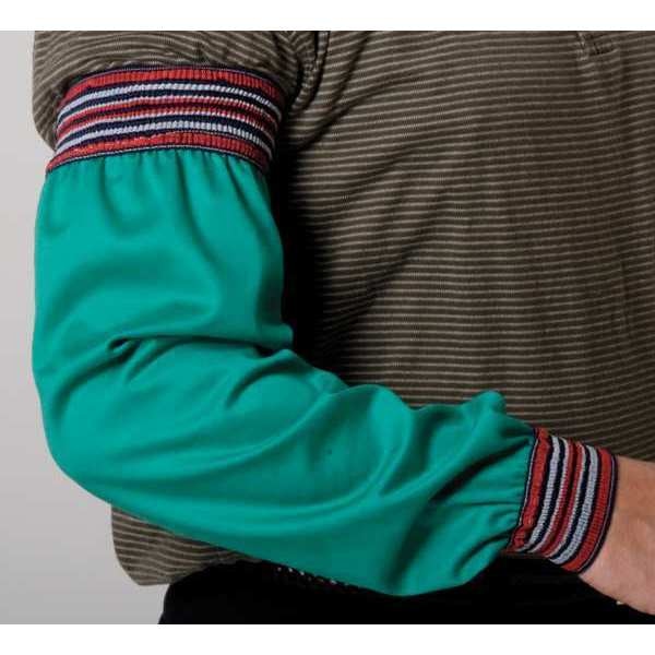 Flame-Retardant Treated Cotton Sleeves, 17 in Length, Welding Sleeve, Green, 1 Pair
