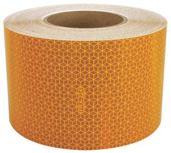 Reflective Tape, W 4 In, SB Yellow