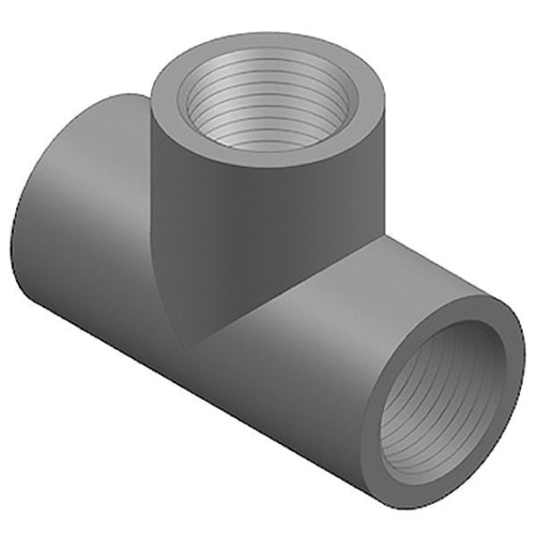 PVC Tee, FNPT x FNPT x FNPT, 1/2 in Pipe Size