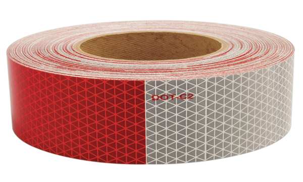 Reflective Tape, W 1.75 In, Red/White
