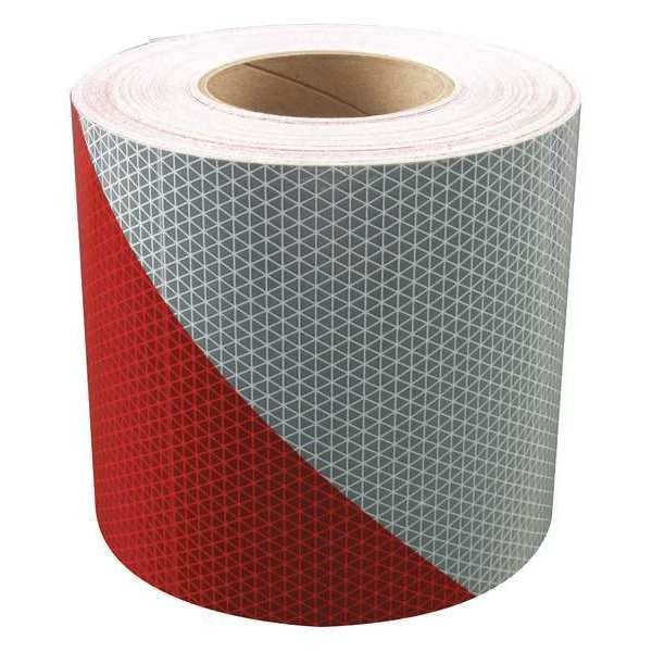Reflective Tape, W 3 In, Red/White