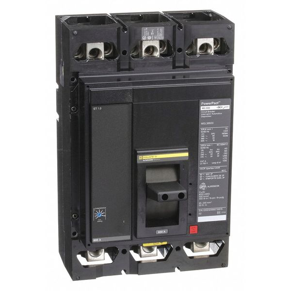Molded Case Circuit Breaker, 600 A, 600V AC, 3 Pole, Lug In/Lug Out Mounting Style, MG Series