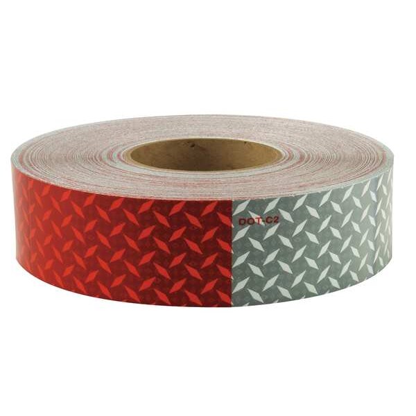 Reflective Tape, W 2 In, Red/White