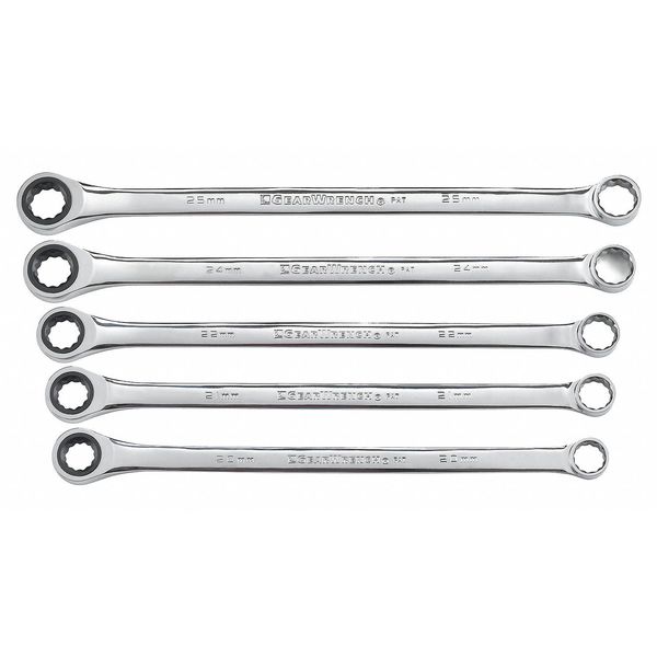 Ratcheting Wrench Set, Metric, 12 pt., 5pcs