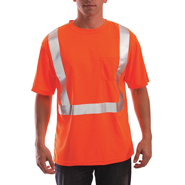 Job Sight Hi-Vis T-Shirt, Short Sleeve, Orange, XL