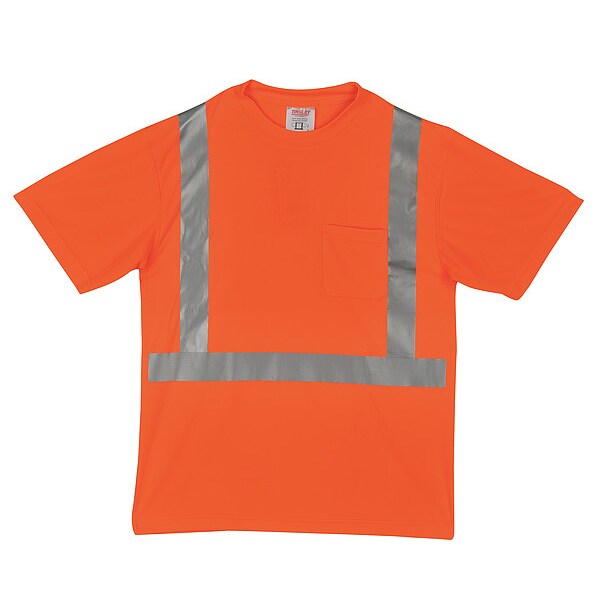 Job Sight Hi-Vis T-Shirt, Short Sleeve, Orange, L