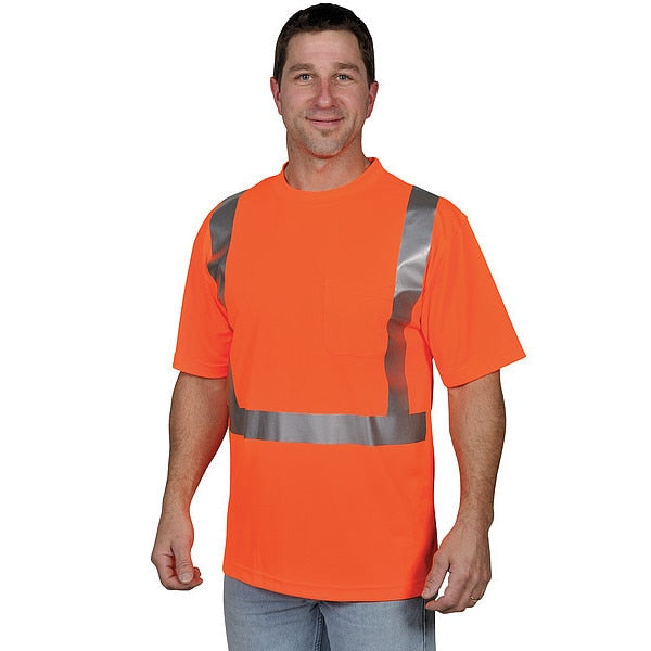 Job Sight Hi-Vis T-Shirt, Short Sleeve, Orange, 4XL
