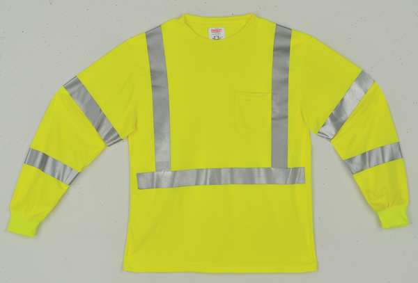 Job Sight Hi-Vis T-Shirt, Long Sleeve, Lime, XL