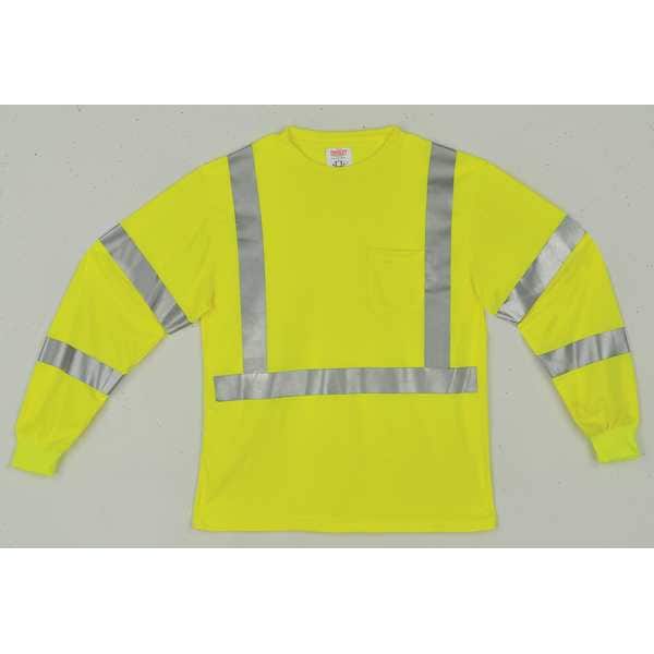 Job Sight Hi-Vis T-Shirt, Long Sleeve, Lime, 5XL