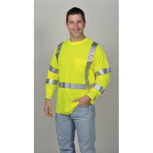 Job Sight Hi-Vis T-Shirt, Long Sleeve, Lime, 5XL