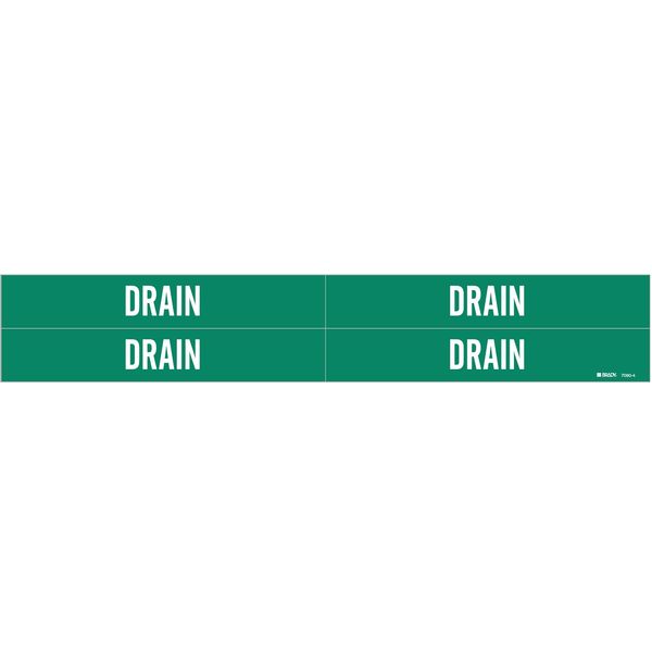 Pipe Marker, Drain, Green, 3/4 to 2-3/8 In