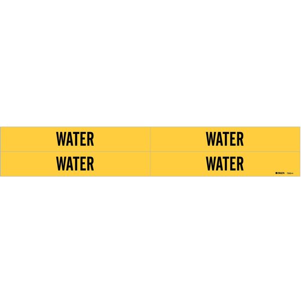 Pipe Marker, Water, Yellow, 3/4 to 2-3/8 In