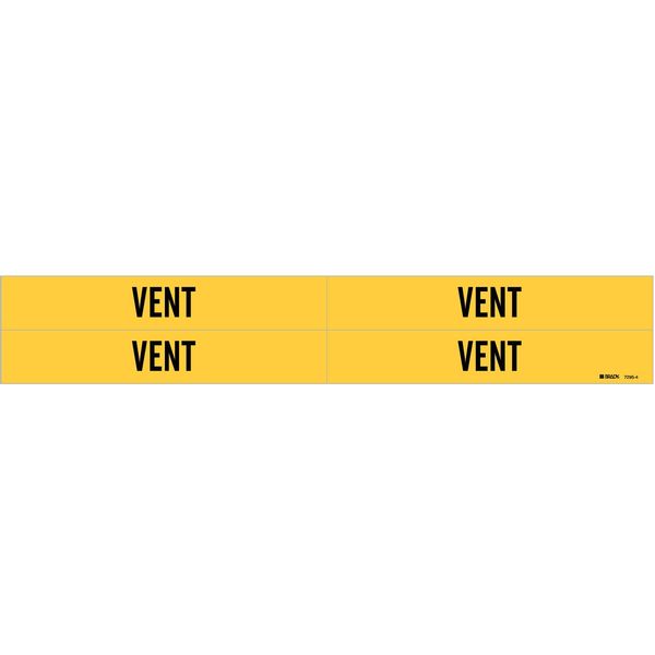 Pipe Marker, Vent, Yellow, 3/4 to 2-3/8 In