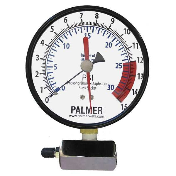 Pressure Gauge, 0 to 15 psi, 3/4 in MNPT, Steel, Painted Black